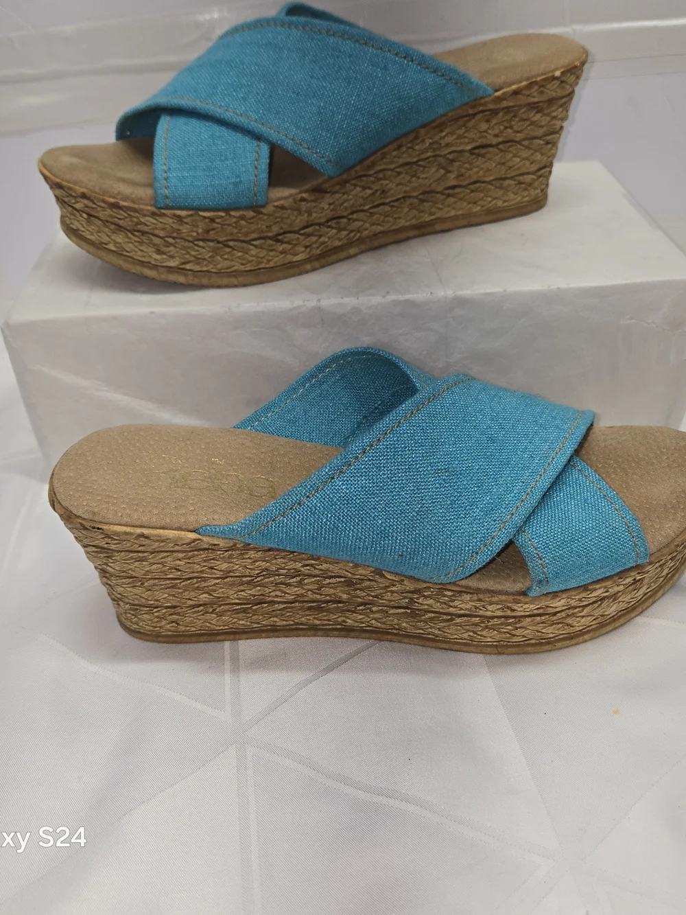 REBA Women’s Turquoise Wedge Slide Sandals - Stylish Summer Comfort SIZE 8